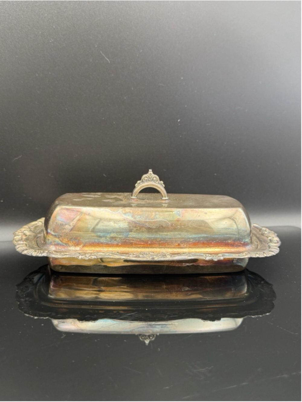 Vintage/Antique Butter Dish w/ Lid - Wallace Georgian Silver-plate - Grandmacore